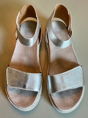 Ara Kasandra Silver Leather Metallic Sandals